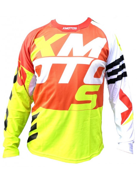 Motocross jersey XMOTOS for adults, fluo/orange/white