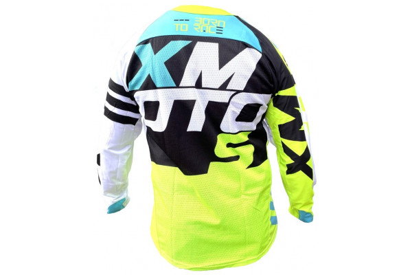 Motocross jersey XMOTOS for adults, black/fluo/green/white
